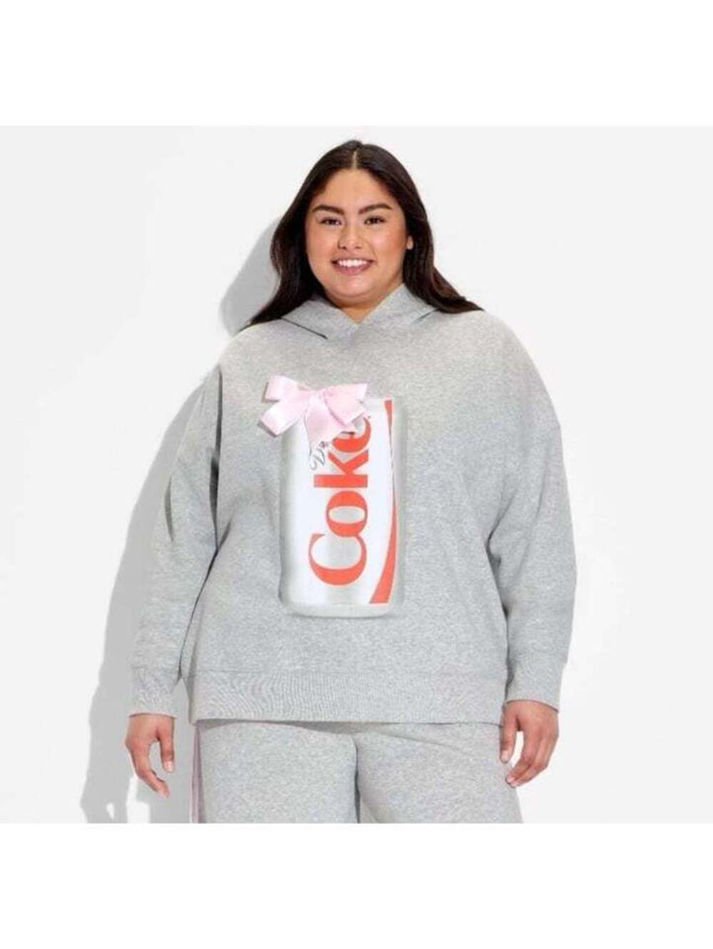 Women’s ribbon Diet Coke fleece graphic hooded sweatshirt 1x